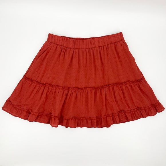 Torrid Orange Cotton Clip Dot Ruffled Tiered Mini Skater Skirt w/Pockets 1X - Picture 3 of 10